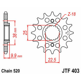 JT Grandinės komplektas 525ZX1R3 15/51 Husqvarna TE 449 11-14