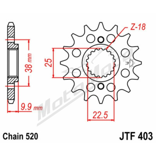 JT Grandinės komplektas 525ZX1R3 15/51 Husqvarna TE 449 11-14
