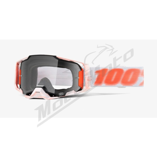 100% goggles armega tubular - clear lens - white / orange