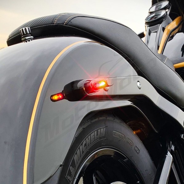 HEINZ BIKES Micro Rear Fender Flasher 3in1 Harley Davidson FLD / FLHR / FLHT / FLHX / FLTRI / XL / XR 500/1977 93-24