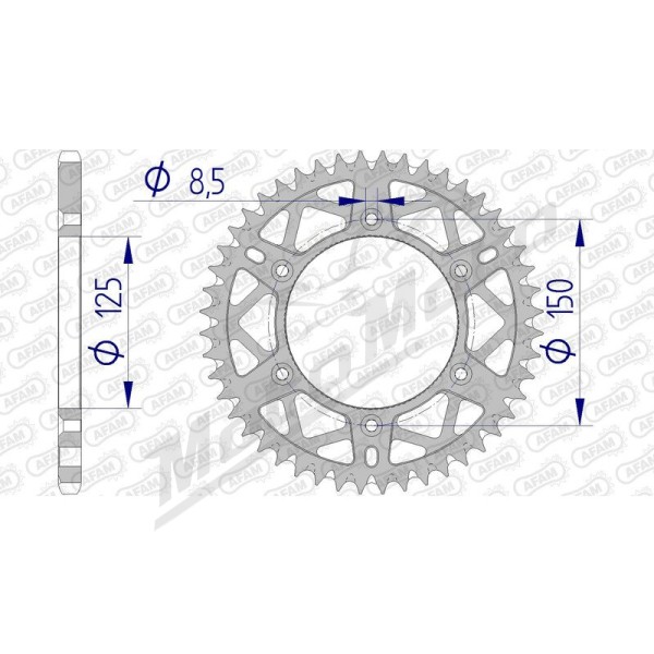 AFAM aliuminio itin lengva savaime išsivalanti galinė žvaigždė 72304 - 520 45-53 dantukų KTM / HUSQVARNA / GAS GAS / KOVE / HUSABERG 125-700cc 88-25
