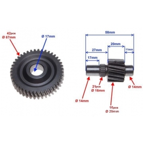 Transmission / Gearbox gear set HONDA ZX/ KYMCO DJ/ ZX/ SYM DD/ FIDDLE 50-125cc 2T 1993-2007