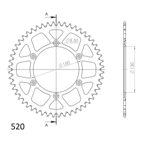 Supersprox Rear Sprocket Alu RAL-245:49 Black 49t