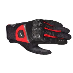 LS2 Atom Textile/Leather Men Gloves Black/Red