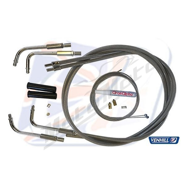 VENHILL HD Throttle Cable Kit, Braided. PUSH FIT