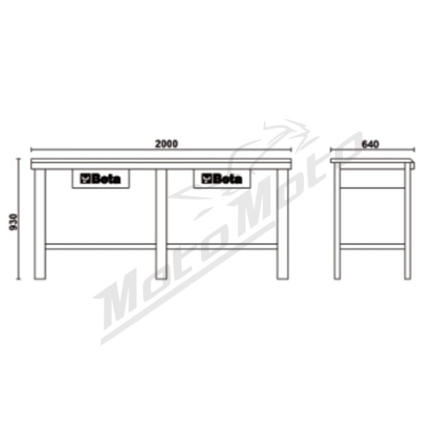 BETA Workbench Orange 2000x640x930 mm