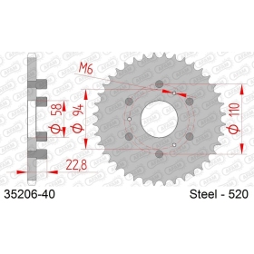 AFAM Steel Standard Rear Sprocket 520 40 teeth APRILIA CLASSIC 125cc 95-03
