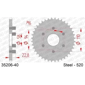 AFAM Steel Standard Rear Sprocket 520 40 teeth APRILIA CLASSIC 125cc 95-03