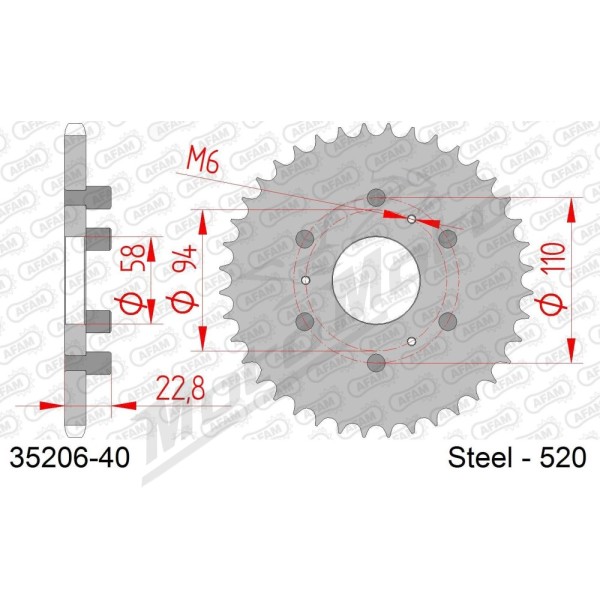 AFAM Steel Standard Rear Sprocket 520 40 teeth APRILIA CLASSIC 125cc 95-03