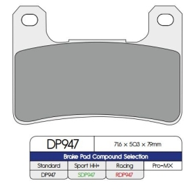 DP BRAKES Standard Sintered Metal Brake Pads Kawasaki / Suzuki 600-1800cc 04-24