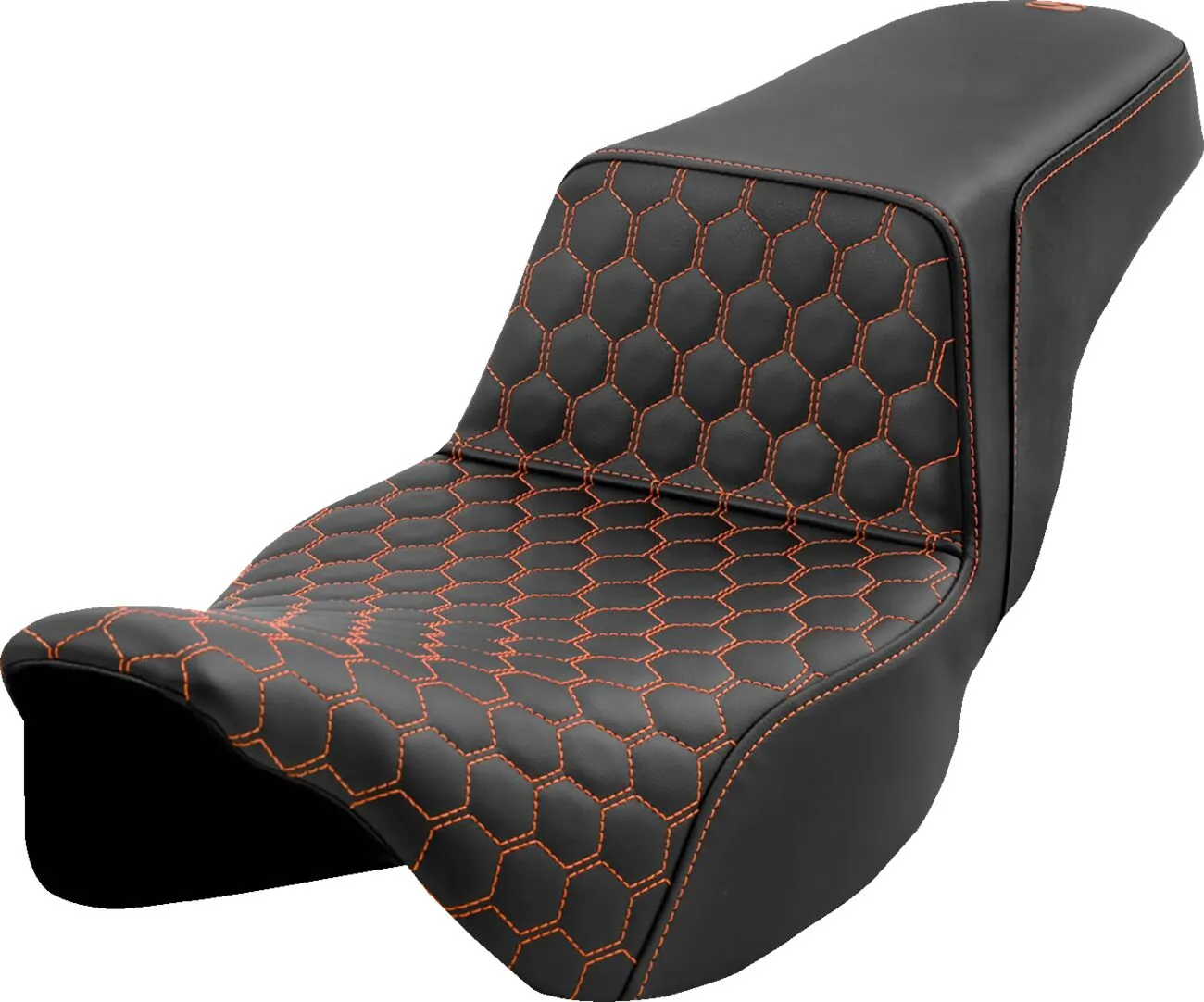 SADDLEMEN Honeycomb Step-Up Seat Orange Harley Davidson FLH / FLHR / FLHTCU / FLHX / FLTRU / FLTRXSE 1584-1923cc 08-23