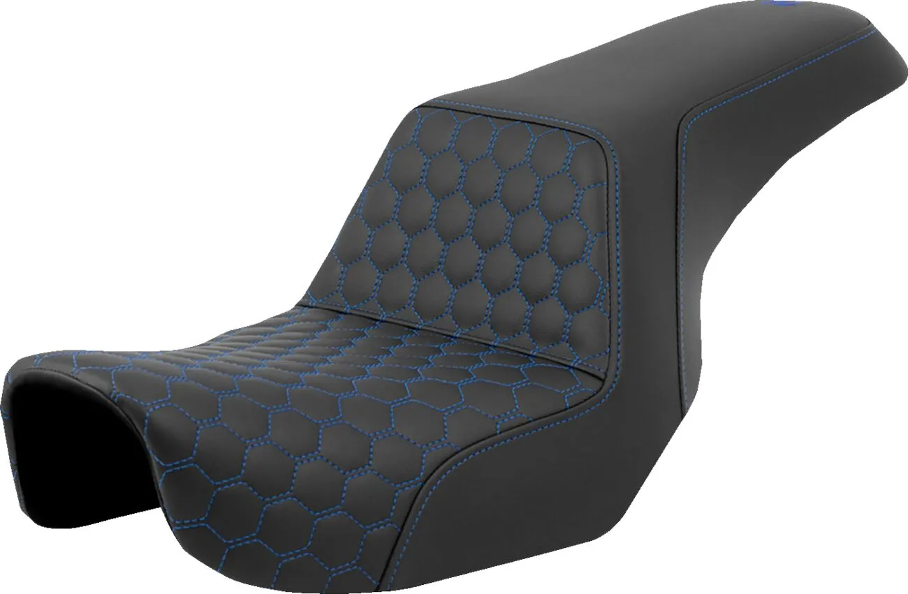 SADDLEMEN "Honeycomb Step-Up" sėdynė Mėlyna Harley Davidson FLD / FXDB / FXDBP / FXDF / FXDL / FXDWG 1450-1800cc 06-17