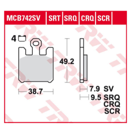 TRW KH369/4 sintered track Brake Pads Kawasaki / Suzuki / Derbi 636-1200cc 03-07