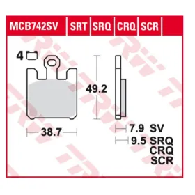 TRW KH369/4 sintered track Brake Pads Kawasaki / Suzuki / Derbi 636-1200cc 03-07