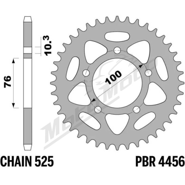 PBR standartinė C45 plieninė galinė žvaigždutė 4456 - 525 42-46T