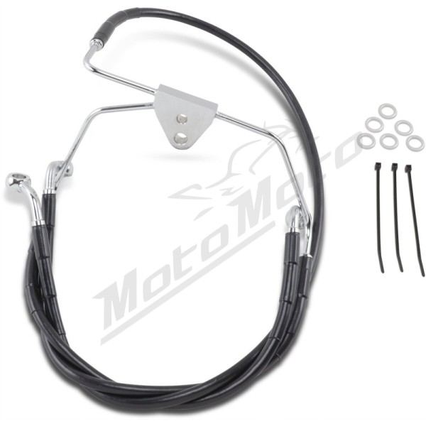 DRAG SPECIALTIES Extended Length Black Vinyl Brake Line Kit Harley Davidson FLHT / FLHTC / FLHTCI / FLHTCSE2 1340-1800cc 96-07