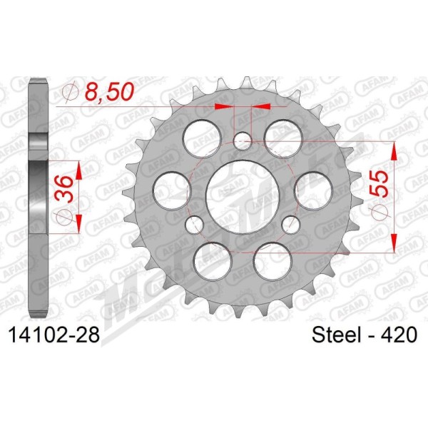 AFAM Steel Standard Rear Sprocket 420 28 teeth