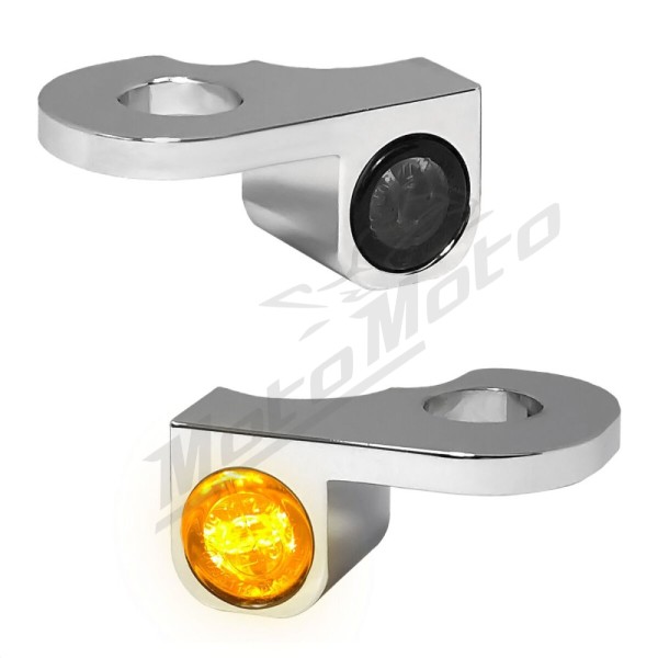 HEINZ BIKES NANO Series Handlebar Turn Signals Chrome Harley Davidson FLHR / FLHRC / FLHTKL / FLTRX / FLTRXSE 1690/1923 03-20