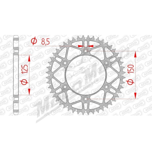 AFAM Steel Self-Cleaning Rear Sprocket 520 48-52 teeth