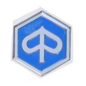 STICKER/BADGE PIAGGIO BLUE/CHROME 36x33mm