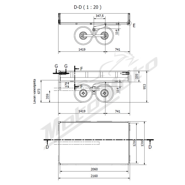 Ultratec DC trailer 202x125cm