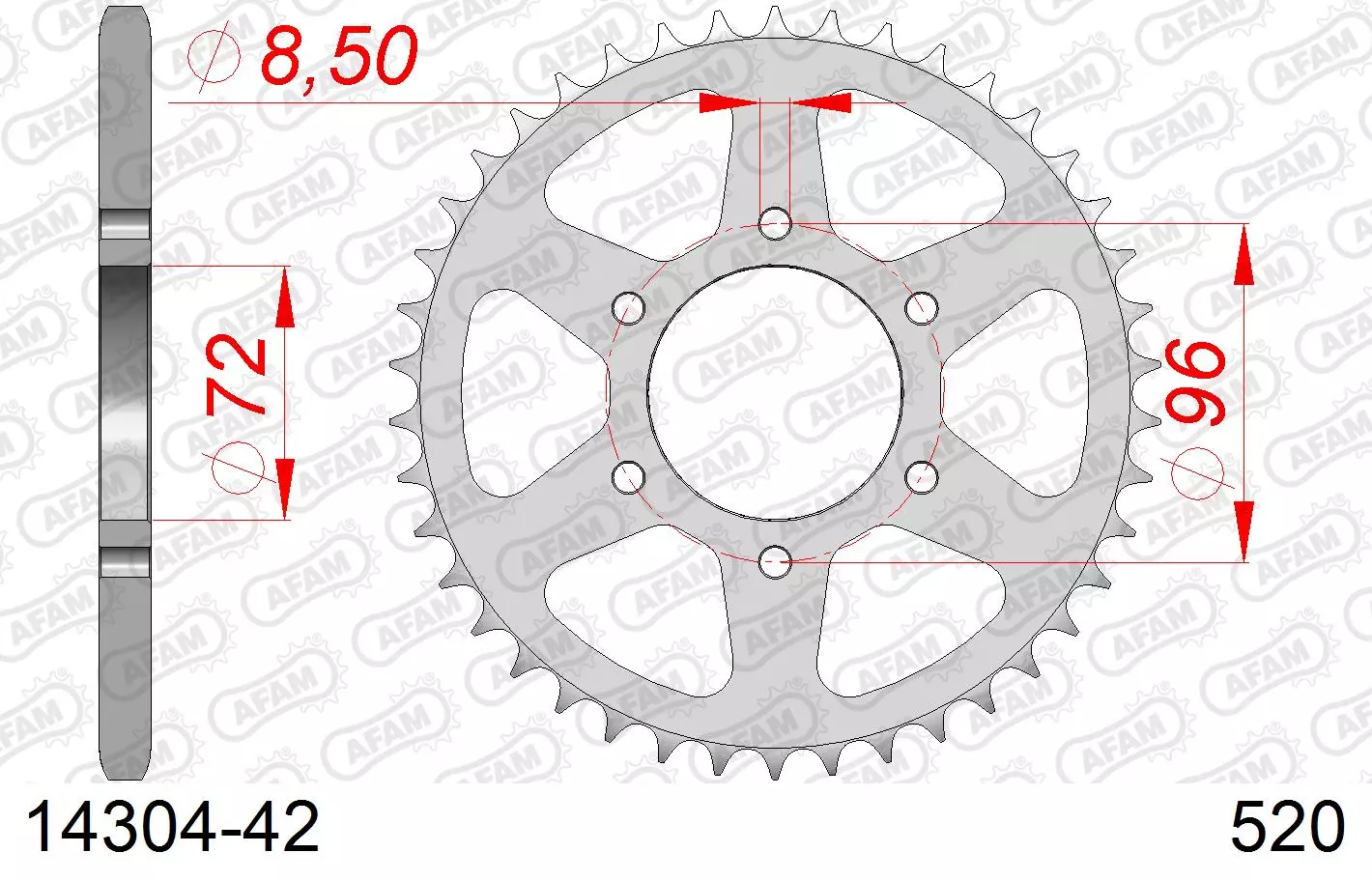 AFAM Steel Standard Rear Sprocket  520 42 teeth SUZUKI SP / DR 250-350cc 78-87
