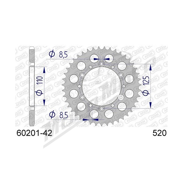 AFAM Aluminium Rear Sprocket 520 40-43 teeth ​​​​​​​BETA REV 3 250 00-02