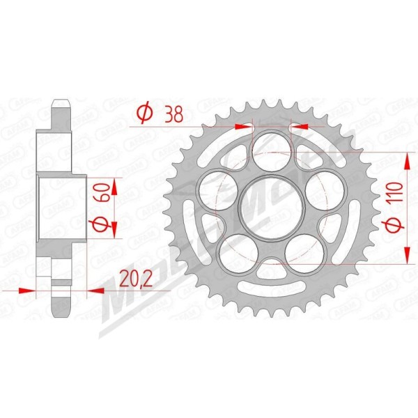AFAM Steel Standard Rear Sprocket 525 39-45 teeth