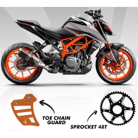 Galinė žvaigždė JTR890 + Grandinės / žvaigždės apsauga BAGOROS KTM DUKE 125-390cc 2011-2017