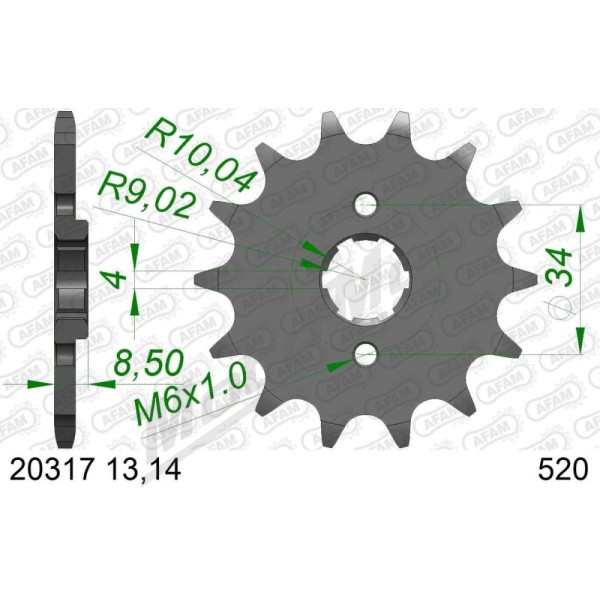 AFAM Steel Standard Front Sprocket 20317 - 520 13-14 teeth HONDA CM / CA / CB / REBEL / DERBI DXR / TRITON BAJA 125-250cc 87-14