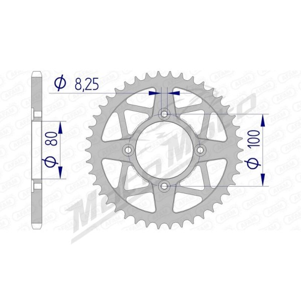 AFAM aliumininė galinė žvaigždė 520 41-43 dantukų GAS GAS / BETA / SCORPA / SHERCO 125-320cc 02-20