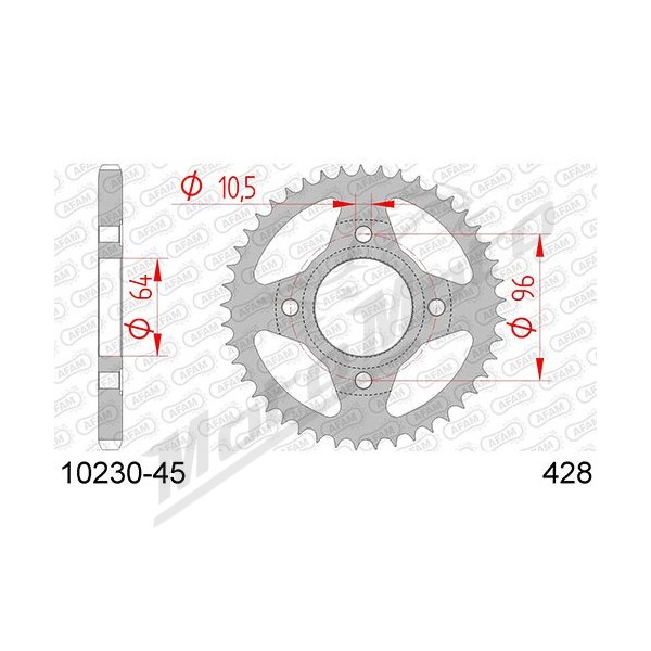 AFAM Steel Standard Rear Sprocket 428 45 teeth HONDA CG 125 04-07