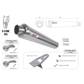 MIVV X-Cone 105 Universal Silencer Right Side - Stainless steel