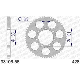 AFAM Aluminium Rear Sprocket 428 56 teeth ​​​​​​​TM RACING MX / EN 80-85cc 93-05
