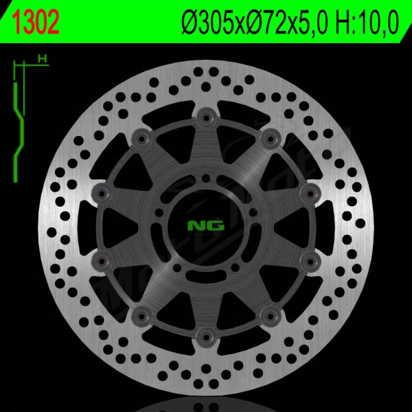 NG Front Floating Brake Disc 305X72X5mm Ducati Hypermotard / Multistrada 796-1100cc 07-12