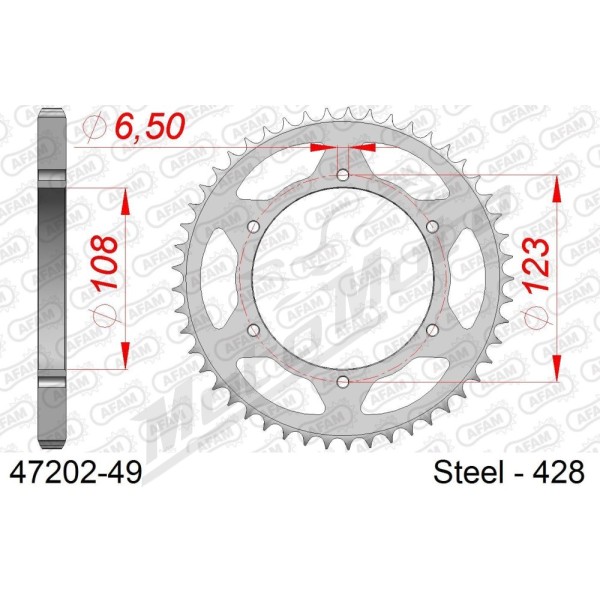 AFAM Steel Standard Rear Sprocket 428 49 teeth DERBI GPR 125 09-13