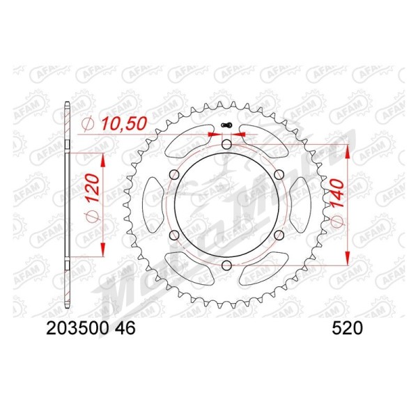 AFAM Standard Steel Rear Sprocket 520 46 teeth MOTO MORINI 650 22-24