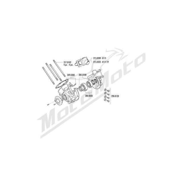 POLINI Variklio bloko komplektas Peugeot 103 50cc 89-05