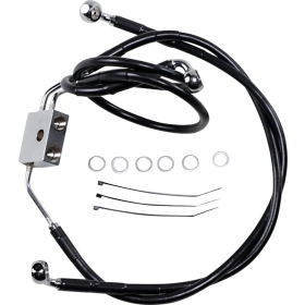 DRAG SPECIALTIES Extended Length Black Vinyl Brake Line Kit ​​​​​​​Harley Davidson FXDF 1584-1690cc 12-17