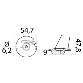 Osculati anode fin Tohatsu 8-20HP 4-Stroke