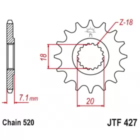 Front sprocket JTF427 Suzuki RM-Z / RM 125-250cc 88-12