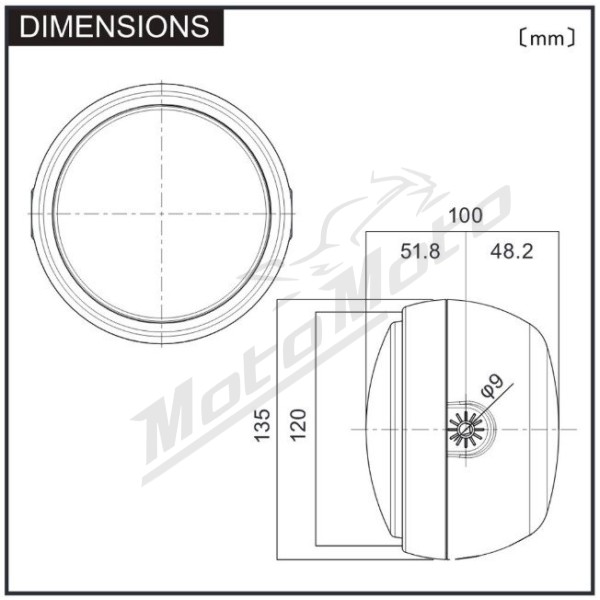 DAYTONA CAPSULE120 Universal Headlight 120mm (side mount)