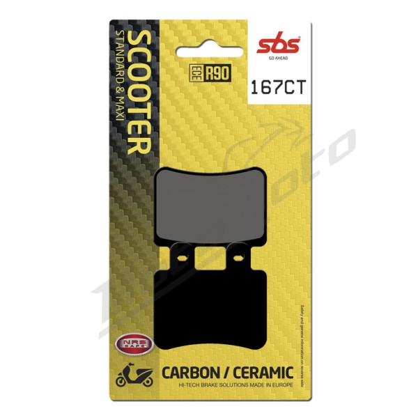 SBS 167CT Scooter Carbon Tech Organic Brake Pads Derbi / Italjet / Peugeot / Yamaha 50-400cc 00-16