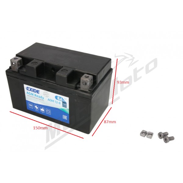 Battery YTZ10S-BS EXIDE READY 12V 8.6Ah - MotoMoto