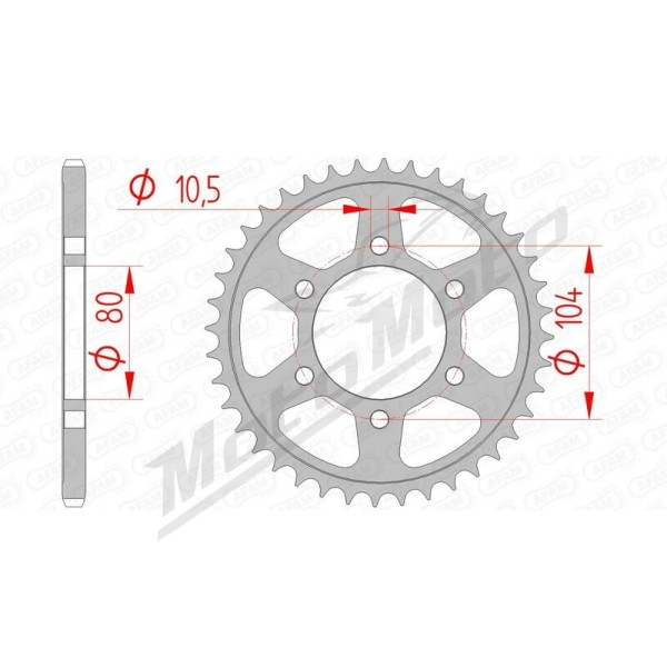 AFAM plieninė standartinė galinė žvaigždė 520 40 dantukų KAWASAKI NINJA ZX-6 RR 600 03-05
