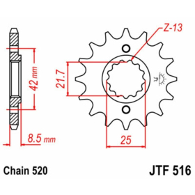 JT Grandinės komplektas sustiprintas 520X1R3 14/42 Kawasaki Ninja 300 13-17