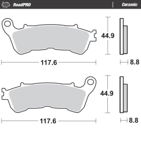 MOTO-MASTER Ceramic Brake Pads Honda CB / CBR / ST / NT / XL / VFR / VT / VLR 250-1800 88-20