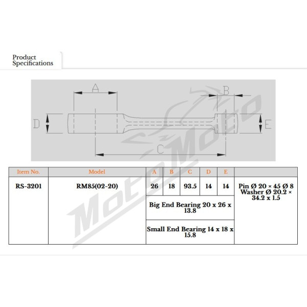 Royal Rods Connecting Rod SUZUKI RM 85 02-23