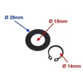 Seeger circlip ring Ø14mm + washer Ø15x28mm