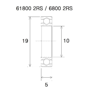 BLACK BEARING B5 Bearing 10x19x5 mm 6800-2RS